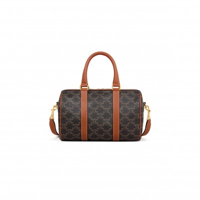 CELINE MEDIUM BOSTON IN TRIOMPHE CANVAS AND CALFSKIN 121322CAS.04LU (25*19*13cm)